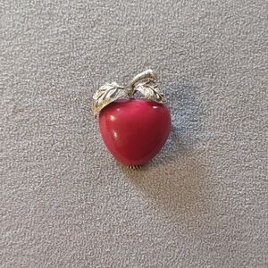 Vintage Candy Red Enamel Apple Brooch